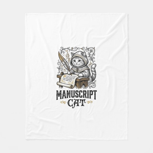 Manuskript Katze Mittelalterliche Manuskript Vinta Fleecedecke (Vorderseite)