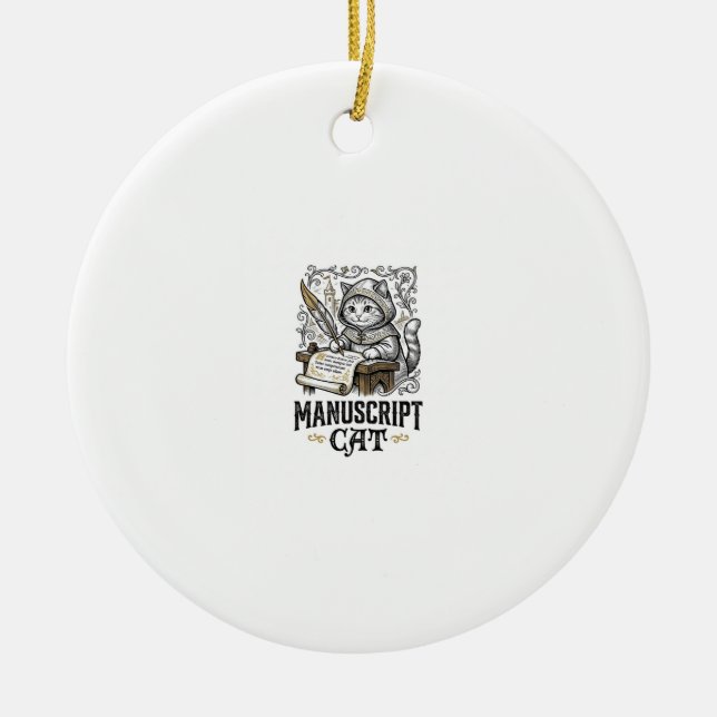 Manuskript Katze Mittelalterliche Manuskript Vinta Keramik Ornament (Vorne)