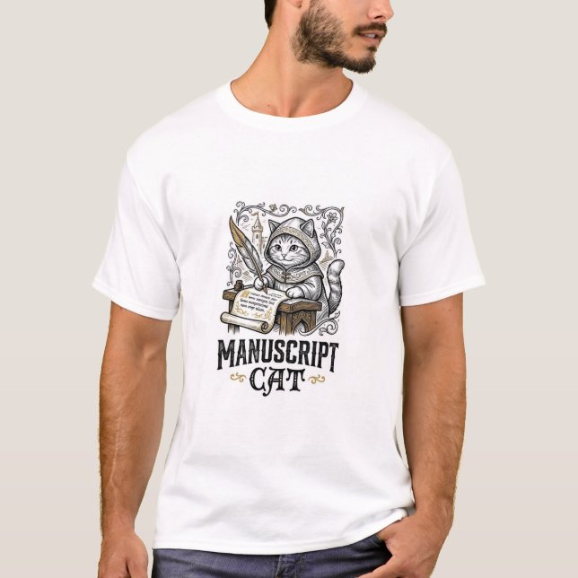 Manuskript Katze Mittelalterliche Manuskript Vinta T-Shirt (Vorderseite)