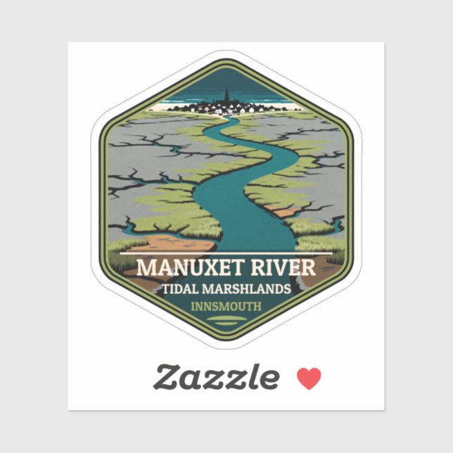 Manuxet River Tidal Marshlands Innsmouth Vintage Aufkleber (Blatt)