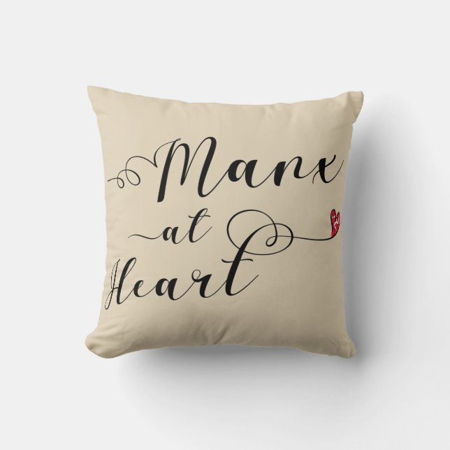 Manx at Heart Throw Cushion, Isle of Man Kissen (Vorderseite)