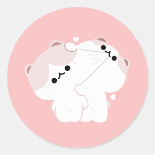 Manx Cat Couple Runder Aufkleber