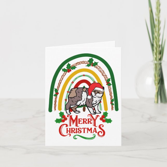 Manx Cat Merry Christmas Karte (Vorderseite)