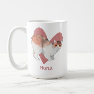 Manx Cat Watercolor Kitty Pink Herz Kaffeetasse