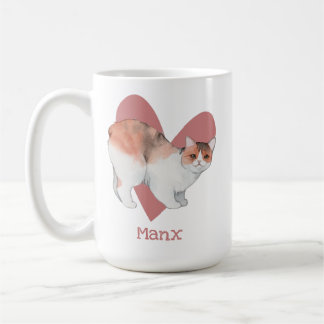 Manx Cat Watercolor Kitty Pink Herz Kaffeetasse