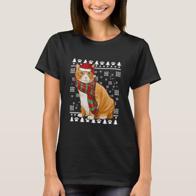 Manx Cat Weihnachtsmannmütze Weihnachten T-Shirt (Vorderseite)
