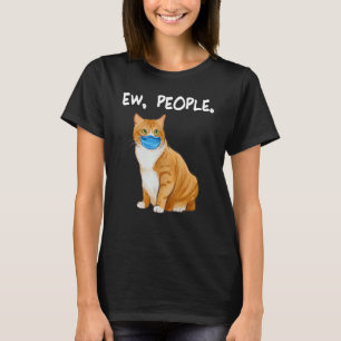 Manx Ew Leute Lustige Katze Trägt Gesichtsmaske T-Shirt