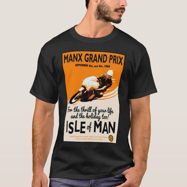 Manx Grand Prix Motorrad Racing Print T-Shirt (Vorderseite)