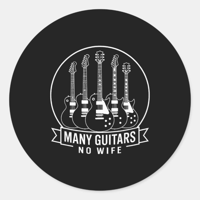 Many Guitars One Wife Funny For Men Women  Runder Aufkleber (Vorderseite)