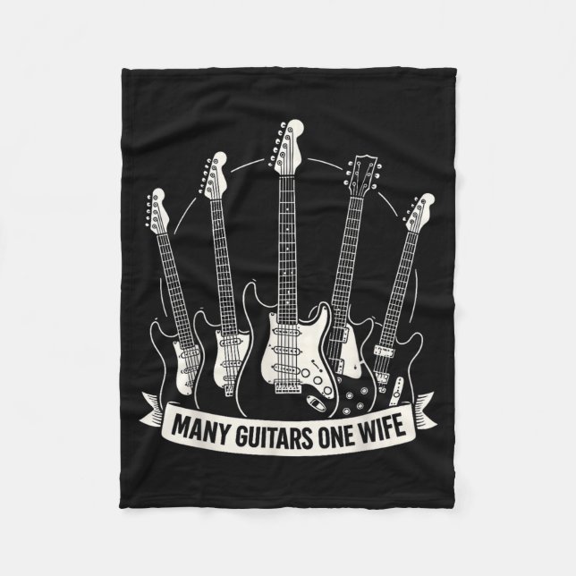 Many Guitars One Wife Funny Musician Guitarist Hum Fleecedecke (Vorderseite)