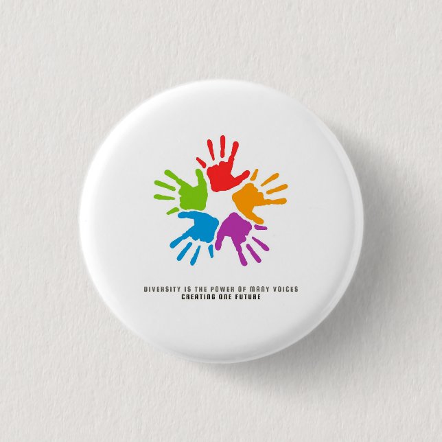 Many Hands, One Future – diversity design Button (Vorderseite)