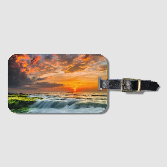 Manyar Strand am Sonnenaufgang Gepäckanhänger (Vorderseite (Horizontal))