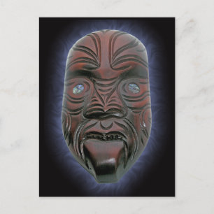 Maori Carved Mask - Postkarte