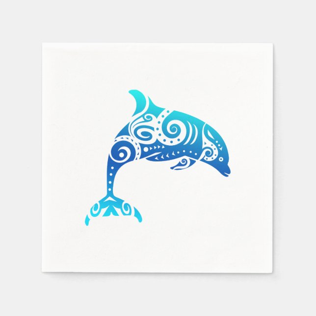 Maori Dolphin Polynesischer Stamm Tattoo Geschenk  Serviette (Vorderseite)