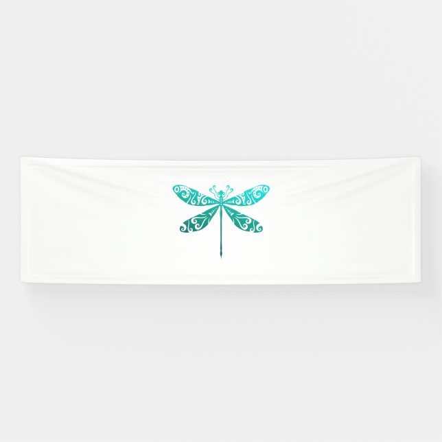 Maori Dragonfly Polynesischer Stamm Tattoo Geschen Banner (Horizontal)