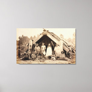 Maori- Familie, Neuseeland, c.1880s (Albumendruck) Leinwanddruck