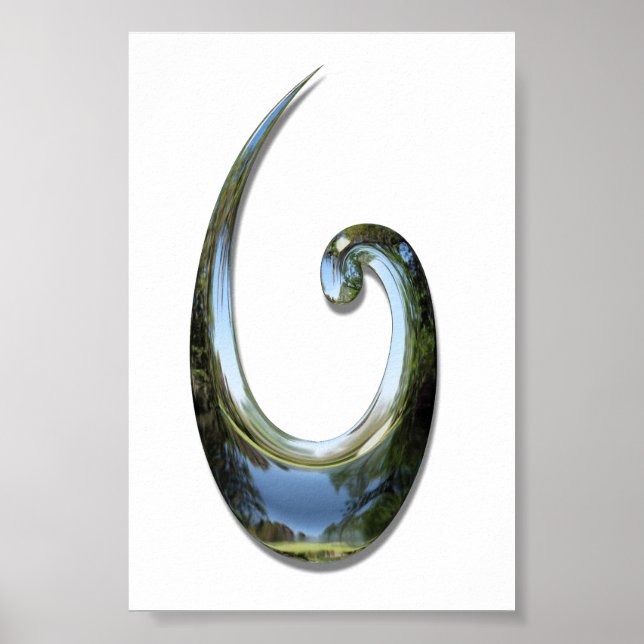 Maori Fish Hook - Chrome Poster (Vorne)