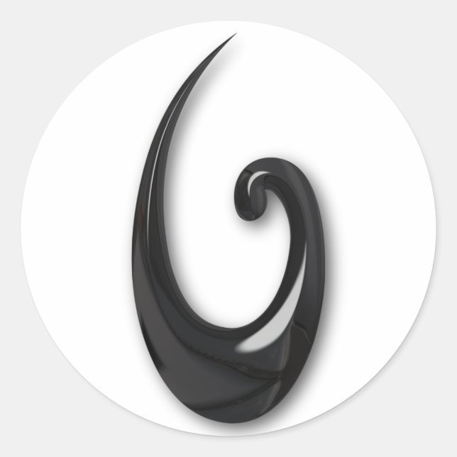 Maori-Fish Hook-obsidian Runder Aufkleber (Vorderseite)