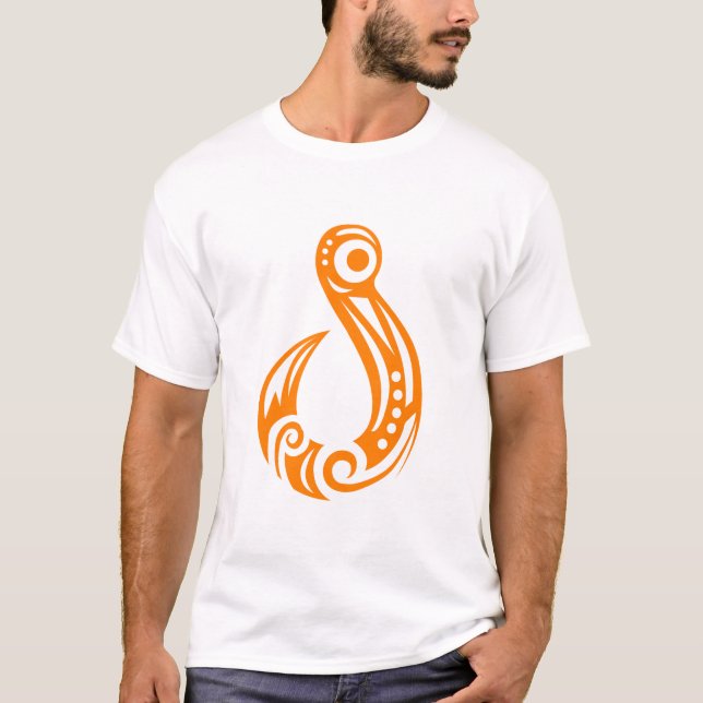 Maori- Fishhook Matau Orange - Geschenk-Idee T-Shirt (Vorderseite)