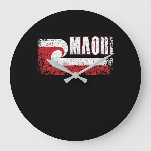Maori Flag Neuseeland Flag Große Wanduhr (Vorderseite)