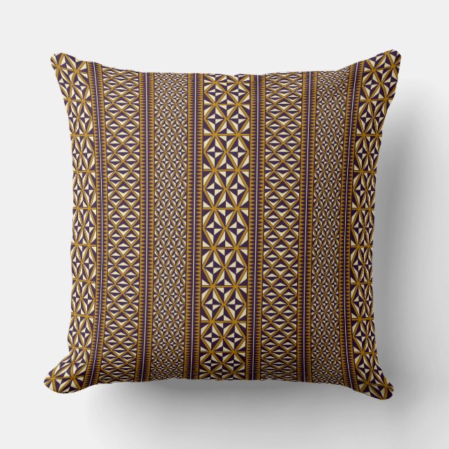 Maori Geometric Brownish Pattern Kissen (Vorderseite)