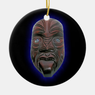 Maori- geschnitzte Maske Keramik Ornament