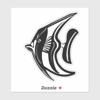 Maori-Götterfisch (kihikihi) schwarz und weiß  Aufkleber