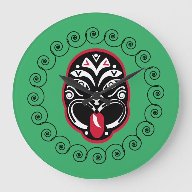 Maori Haka | Neuseeland | Native Art | Dekoration Große Wanduhr (Vorderseite)
