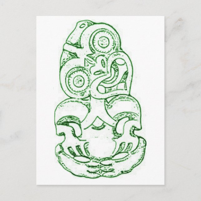 Maori Hei-Tiki Sketch Postcard Postkarte (Vorderseite)