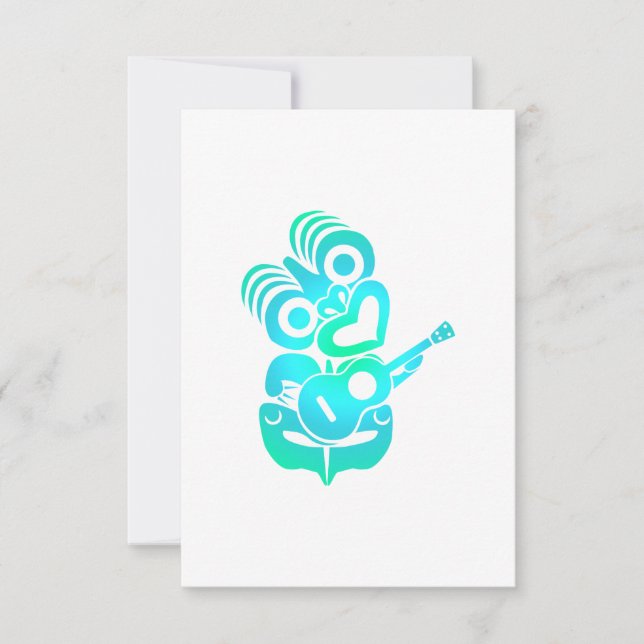 Maori- Hei Tiki Ukulele-Musik - Geschenk-Idee Dankeskarte (Vorderseite)