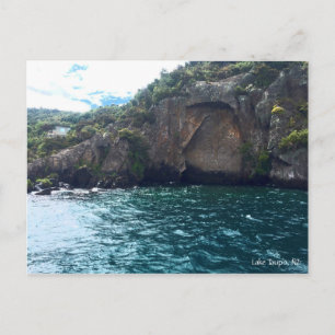 Maori-Holzcarvings in Mine Bay, Lake Taupo, Neusee Postkarte
