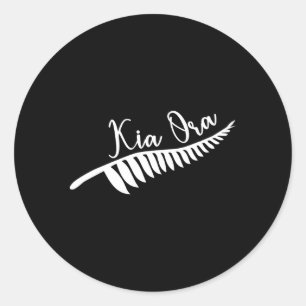Maori Kia Ora Silver Fern Tribal Tattoo New Zealan Runder Aufkleber