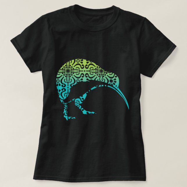Maori Kiwi Tribal Aboriginal New Zealand Bird Art T-Shirt (Design vorne)