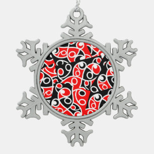 Maori Kowhaiwhai Layered Pattern Schneeflocken Zinn-Ornament