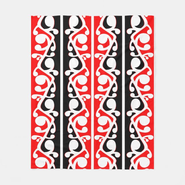 Maori Kowhaiwhai Traditionelles Muster Fleecedecke (Vorderseite)