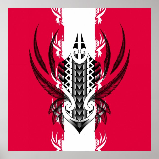 Maori Kunstdruck mit Tattoos Poster (Vorne)