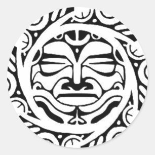 Maori- Maske Runder Aufkleber