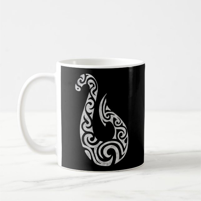 Maori Neuseeland Polynesischer Fischhakenkarm Kaffeetasse (Links)
