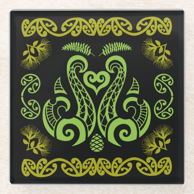 Māori New Zealand Art Glasuntersetzer (Vorderseite)