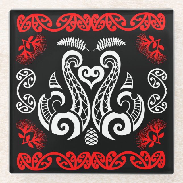 Māori New Zealand Art Glasuntersetzer (Vorderseite)