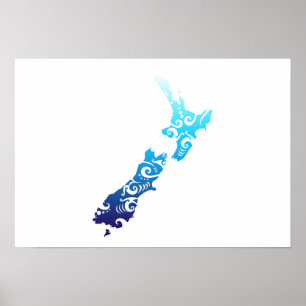 Maori New Zealand Karte Tribal Tattoo Geschenk Ide Poster
