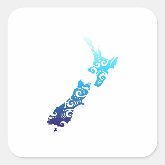 Maori New Zealand Karte Tribal Tattoo Geschenk Ide Quadratischer Aufkleber (Vorderseite)