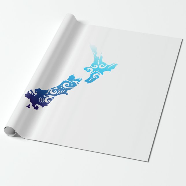 Maori New Zealand Karte Tribal Tattoo Gift Geschenkpapier (Ungerollt)