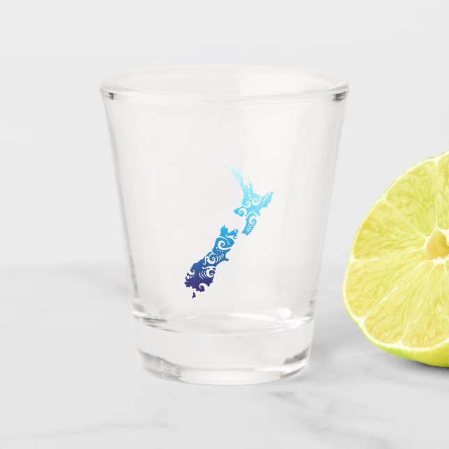 Maori New Zealand Karte Tribal Tattoo Gift Schnapsglas (Vorderseite)