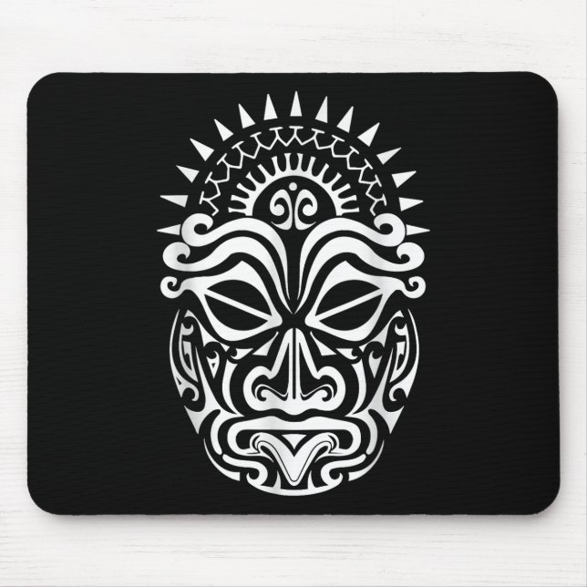 Maori Polynesian Tattoo Haka Dance Face Maskenleit Mousepad (Vorne)