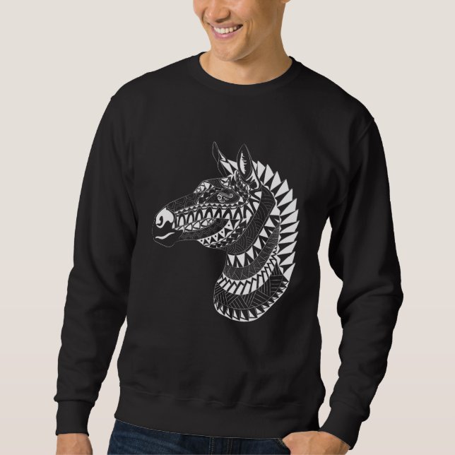 Maori Polynesian Tattoo Zebra Horse Quilted Zebra  Sweatshirt (Vorderseite)