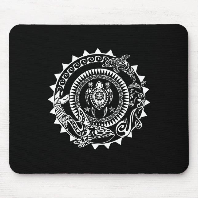Maori Polynesischer Tattoo Orca Dolphin Turtle Scu Mousepad (Vorne)