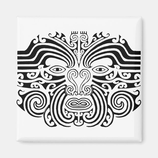 Maori- Tätowierung - Schwarzweiss Magnet (Vorne)