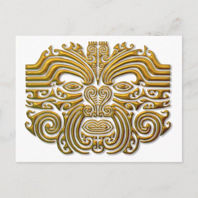 Maori Tattoo - Gold Postkarte (Vorderseite)