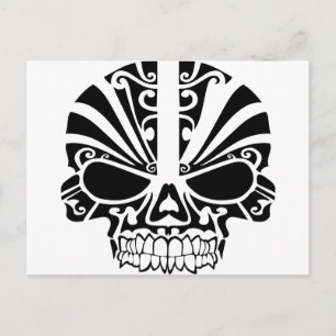 Maori Tattoo Mask Skull Postkarte